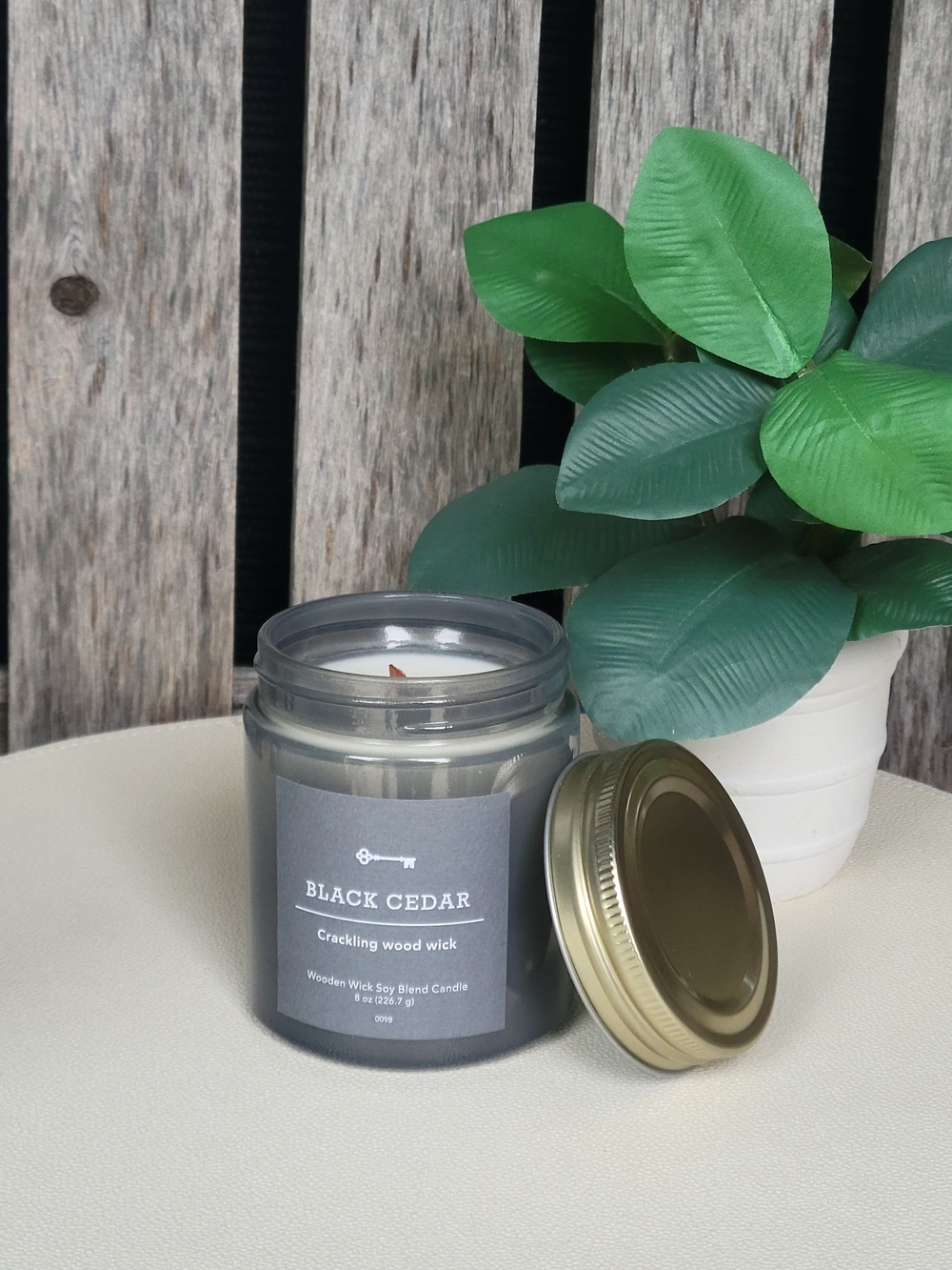 Threshold Black Cedar Crackling Wood Wick Candle - Gray 9oz - Picture 2 of 5